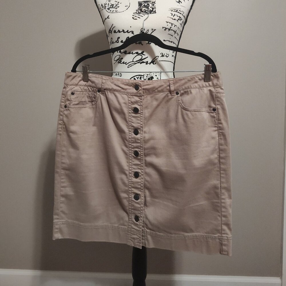 J.Jill Button Front Khaki Skirt